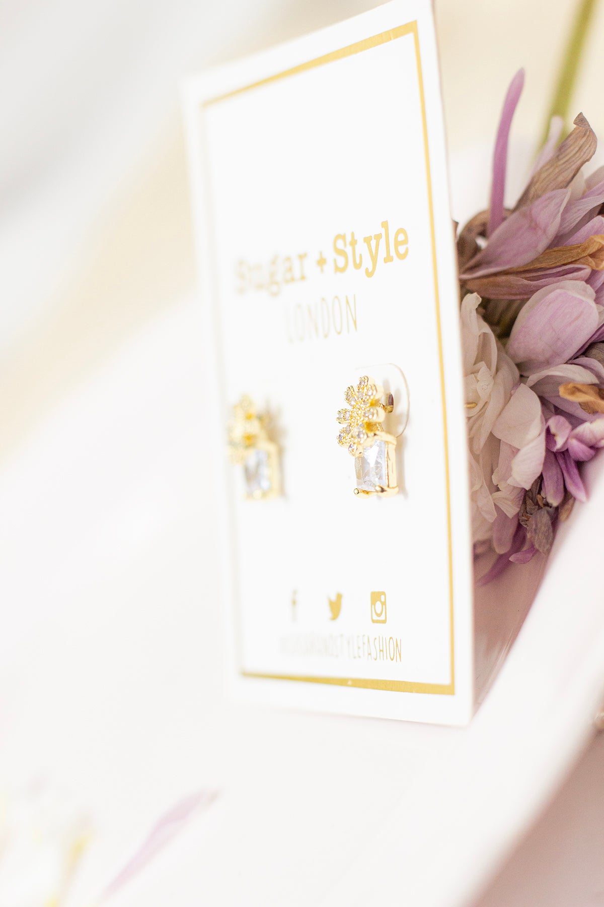 Floral Stud Gem Earrings - Sugar + Style