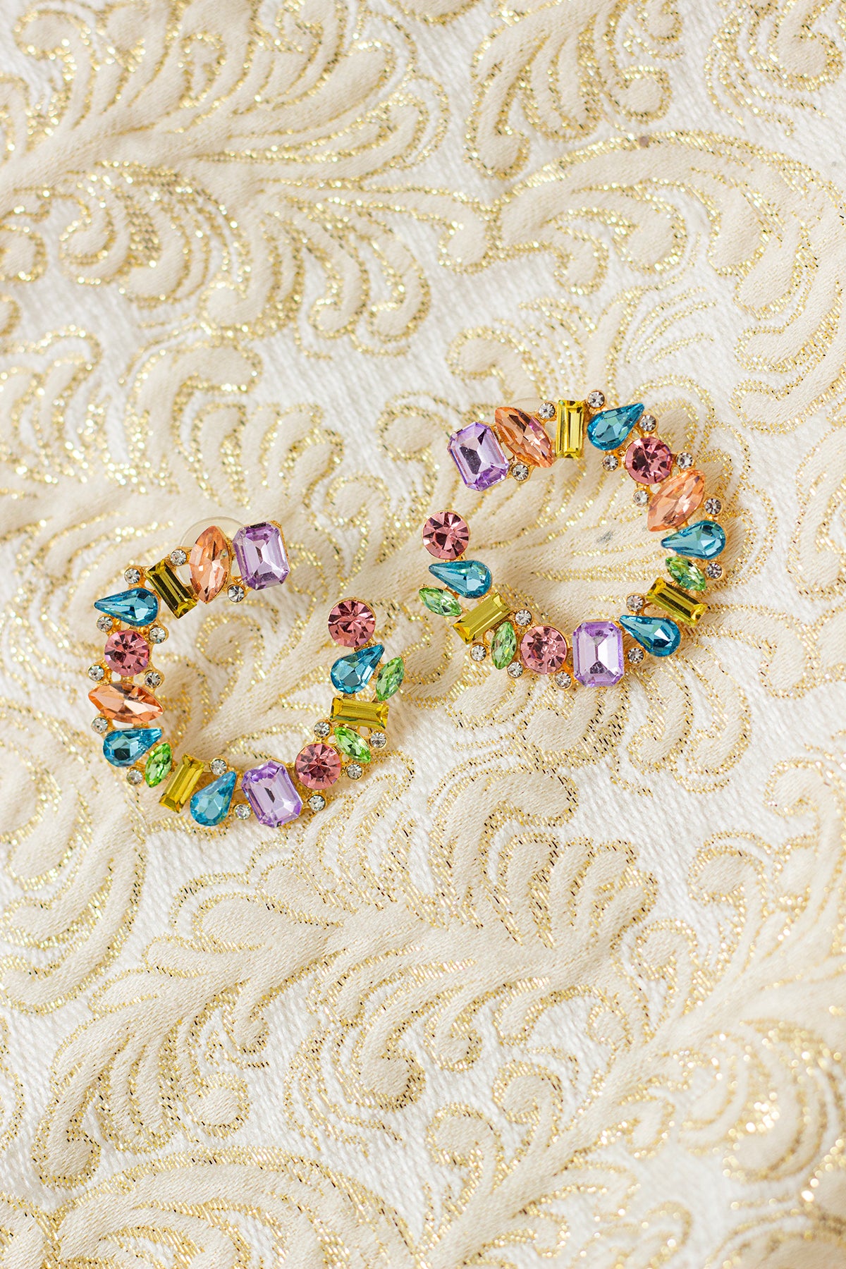 Gem Stone Circle Garland Earrings - Sugar + Style