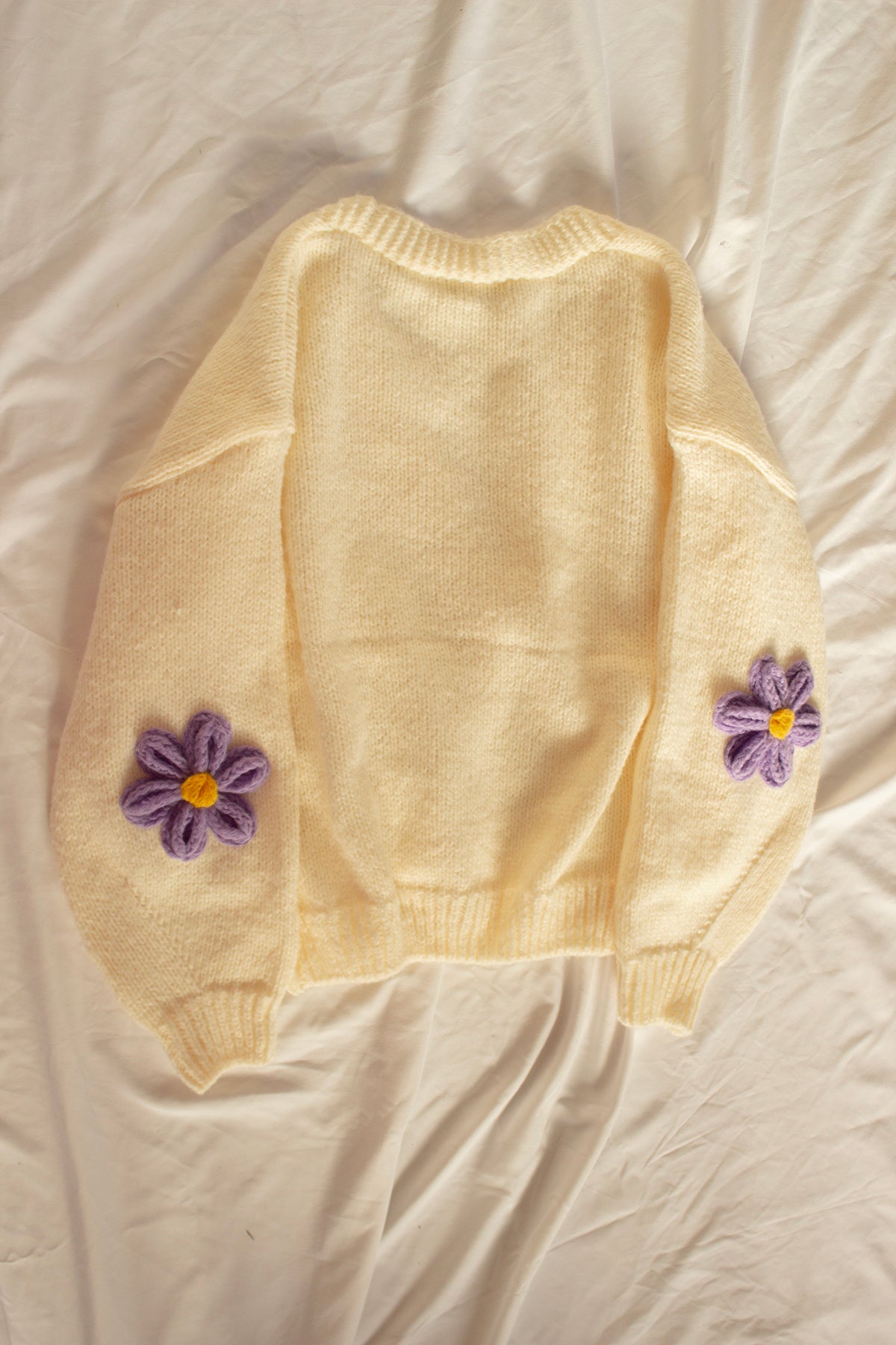 Crochet Applique Daisy Cardigan - Sugar + Style