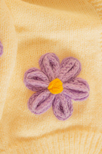 Crochet Applique Daisy Cardigan - Sugar + Style