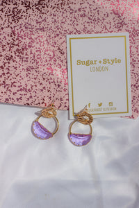 Two Tier Circle Gem Dipped Earrings - Sugar + Style