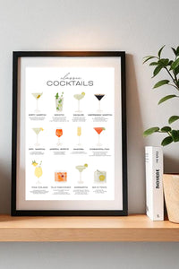 Cocktail Menu Illustrated Text A4 Print - Sugar + Style