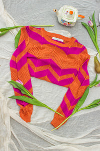 Sparkly Crochet Knit Zig Zag Jumper - Sugar + Style