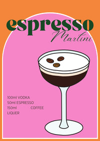 Espresso Martini Illustrated Recipe A4 Print - Sugar + Style
