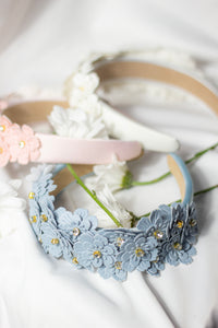 Flower Embellished Headband with Gems - Sugar + Style