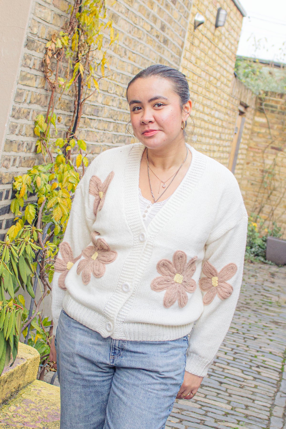 Crochet Applique Floral Cardigan - Sugar + Style