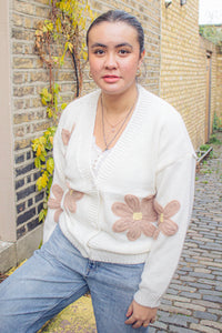 Crochet Applique Floral Cardigan - Sugar + Style