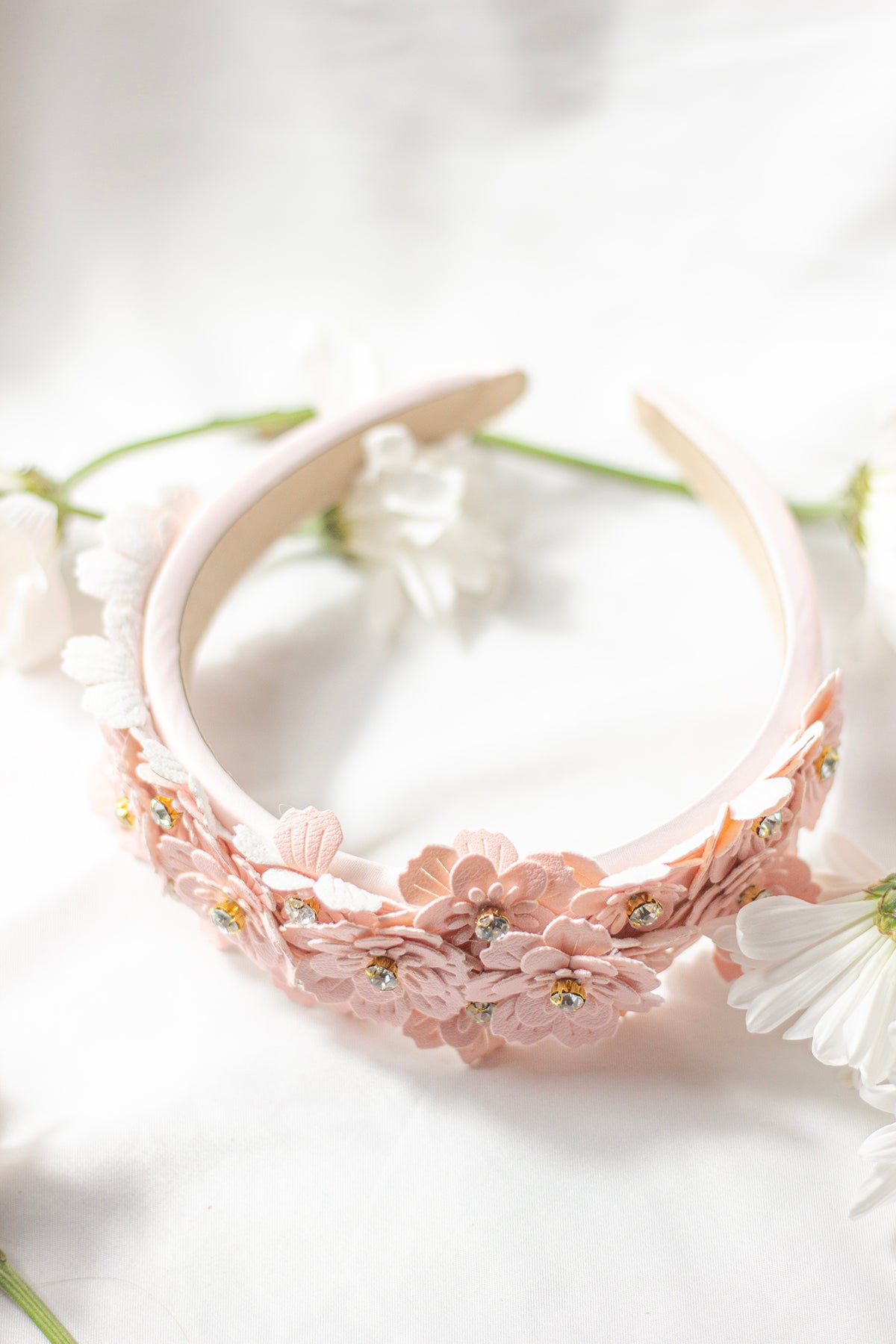 Flower Embellished Headband with Gems - Sugar + Style