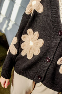 Crochet Applique Bold Floral Cardigan - Sugar + Style