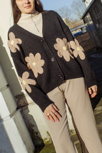 Crochet Applique Bold Floral Cardigan - Sugar + Style