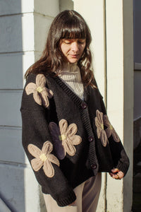 Crochet Applique Bold Floral Cardigan - Sugar + Style