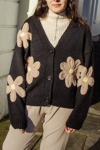 Crochet Applique Bold Floral Cardigan - Sugar + Style