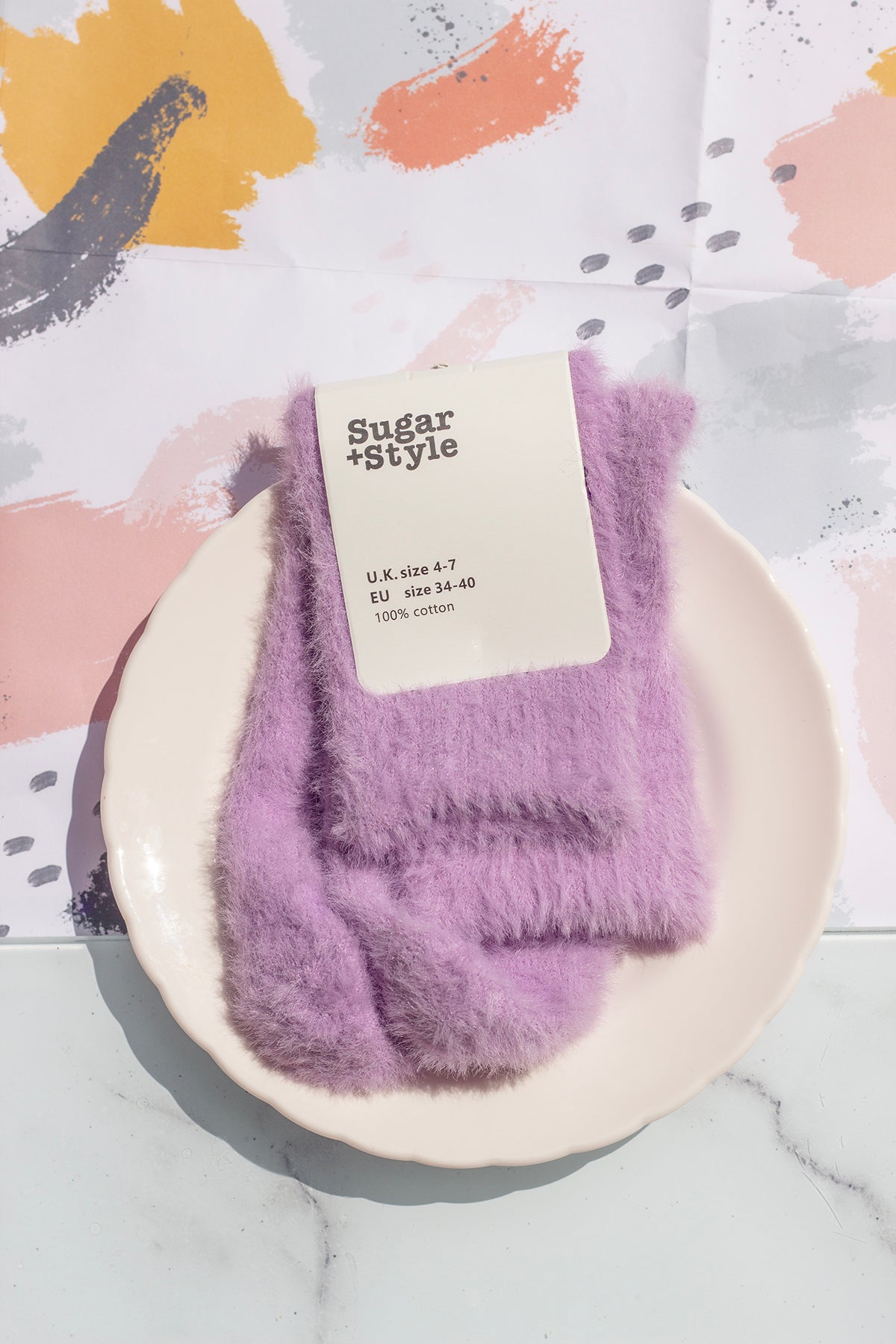 Fuzzy Feel Aubergine Fruit Socks - Sugar + Style