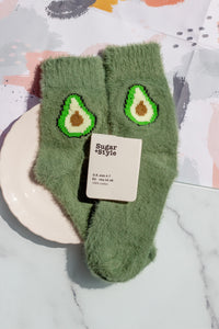 Fuzzy Feel Avocado Fruit Socks - Sugar + Style