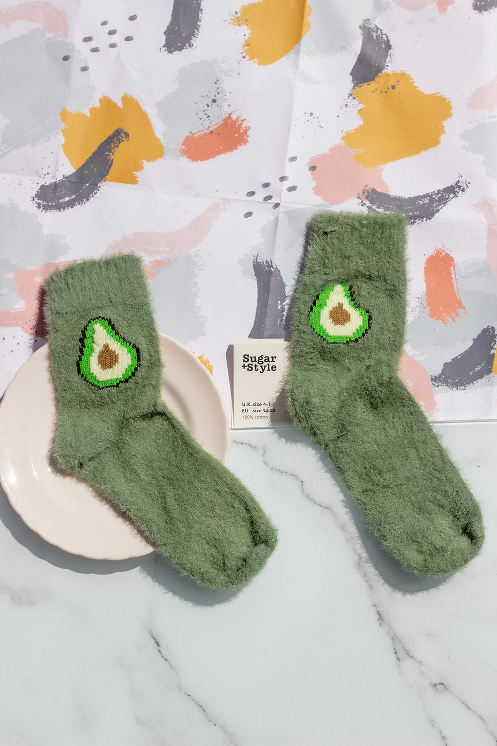 Fuzzy Feel Avocado Fruit Socks - Sugar + Style