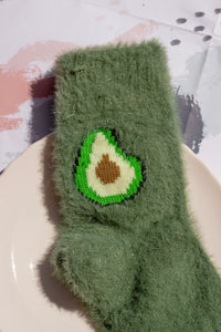 Fuzzy Feel Avocado Fruit Socks - Sugar + Style