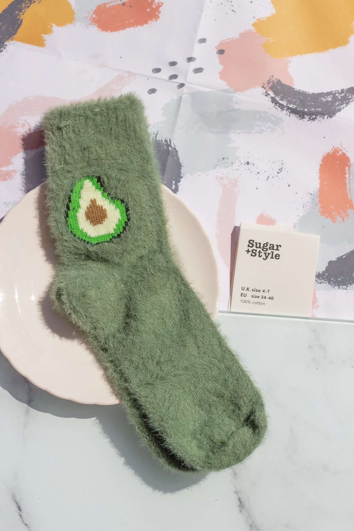 Fuzzy Feel Avocado Fruit Socks - Sugar + Style