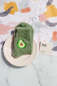 Fuzzy Feel Avocado Fruit Socks - Sugar + Style