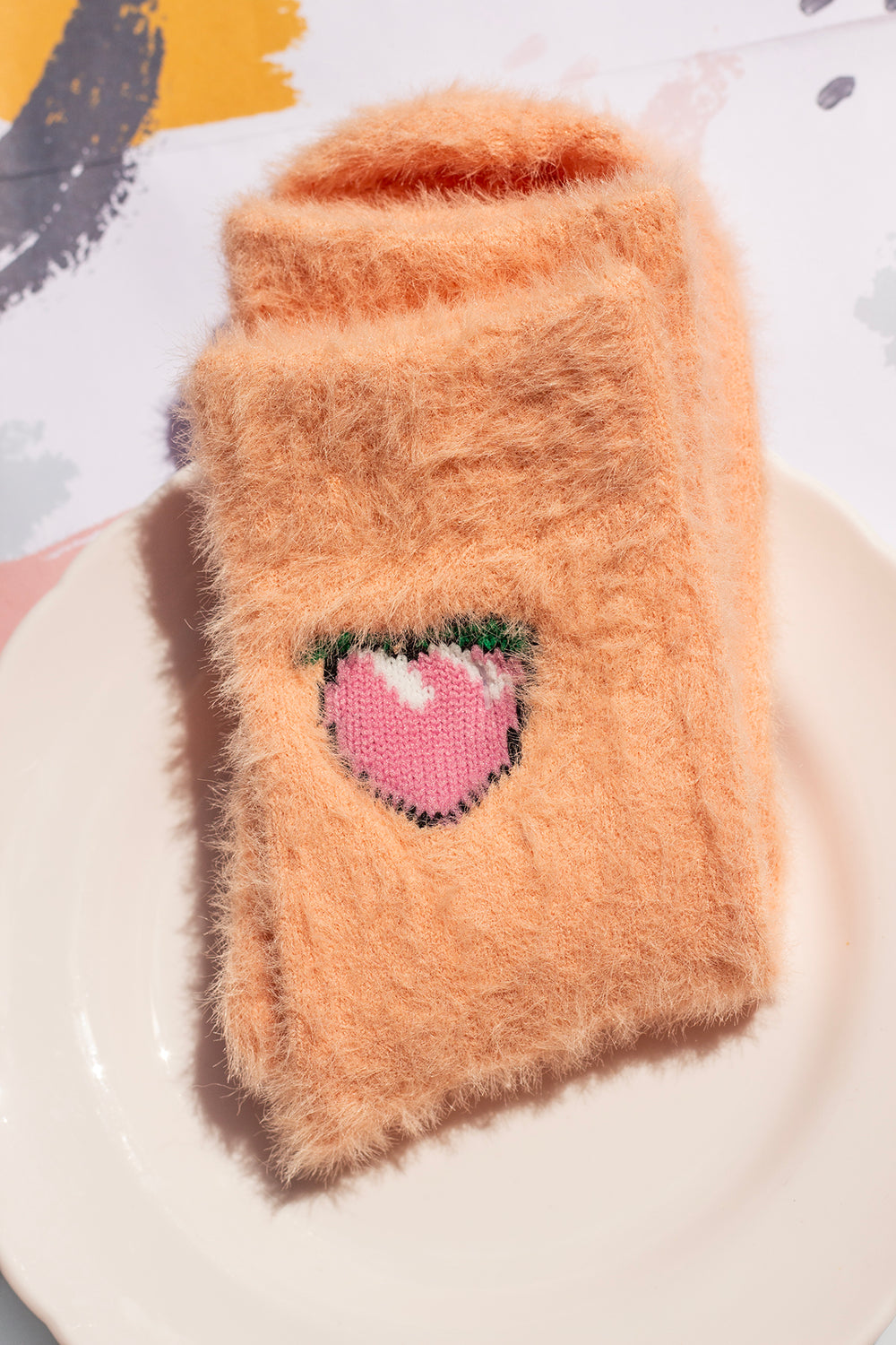 Fuzzy Feel Peach Fruit Socks - Sugar + Style