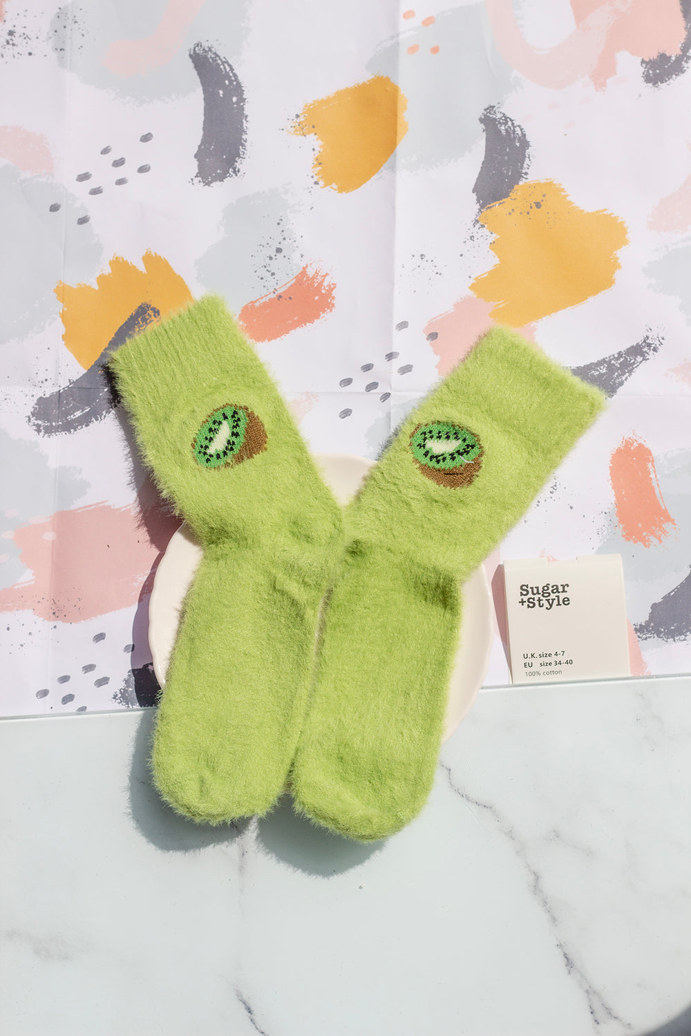 Fuzzy Feel Kiwi Fruit Socks - Sugar + Style