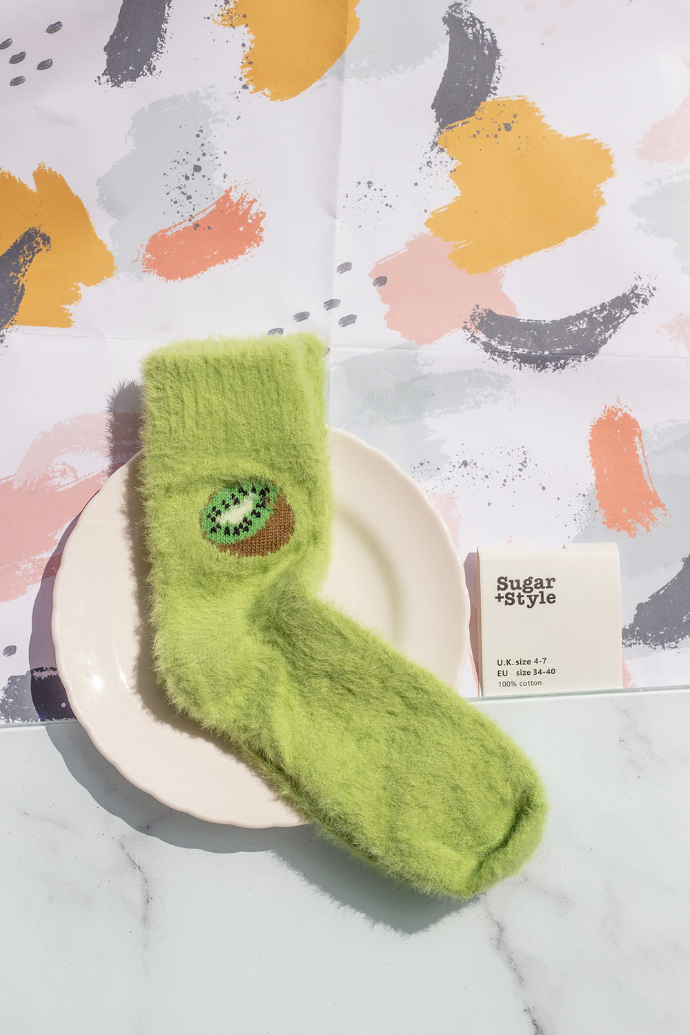 Fuzzy Feel Kiwi Fruit Socks - Sugar + Style