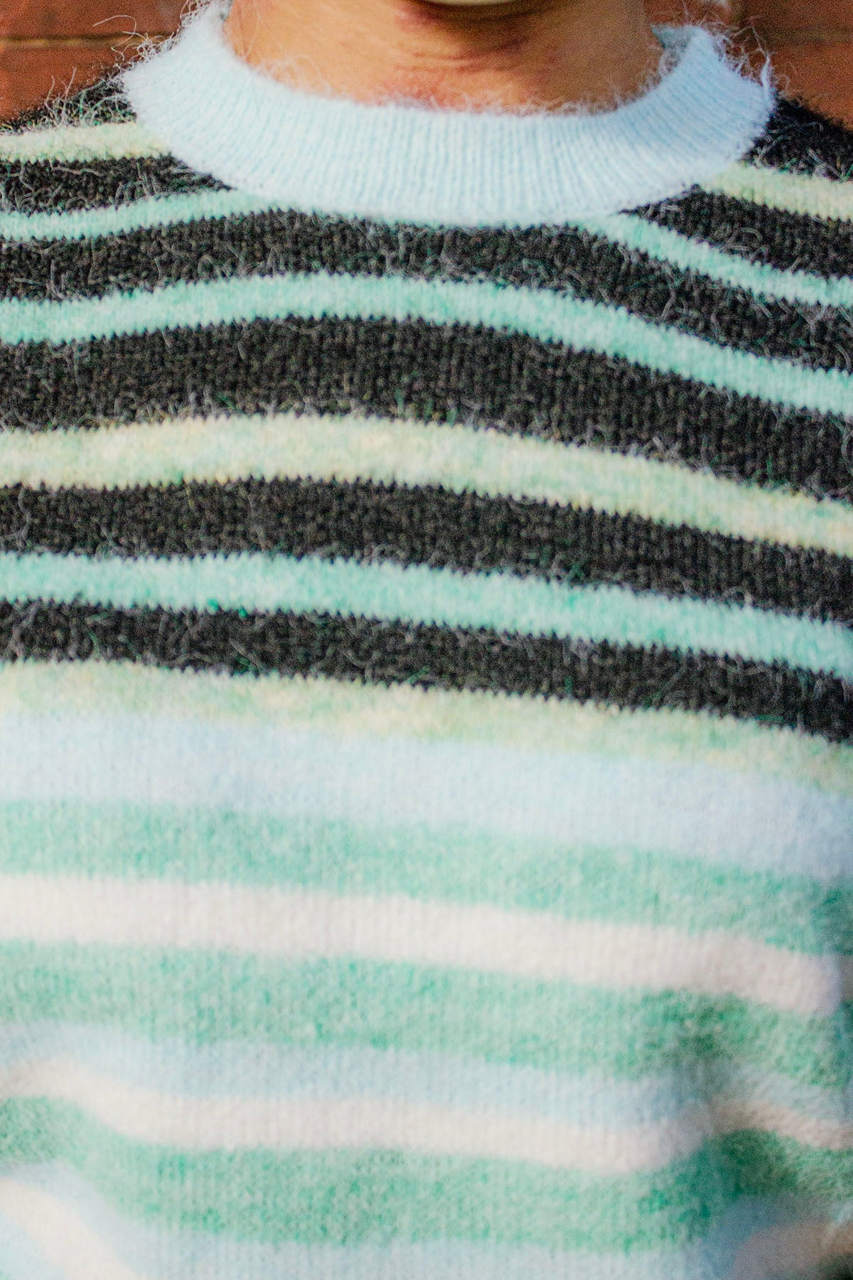 Short Sleeve Fuzzy Stripe Knit - Sugar + Style