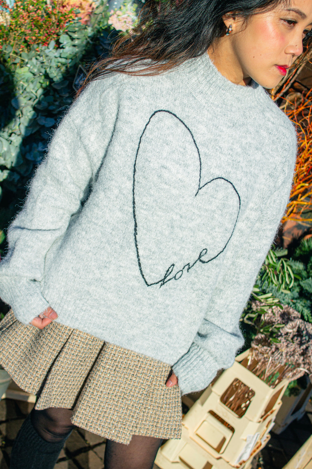 Love Heart High Neck Sweater