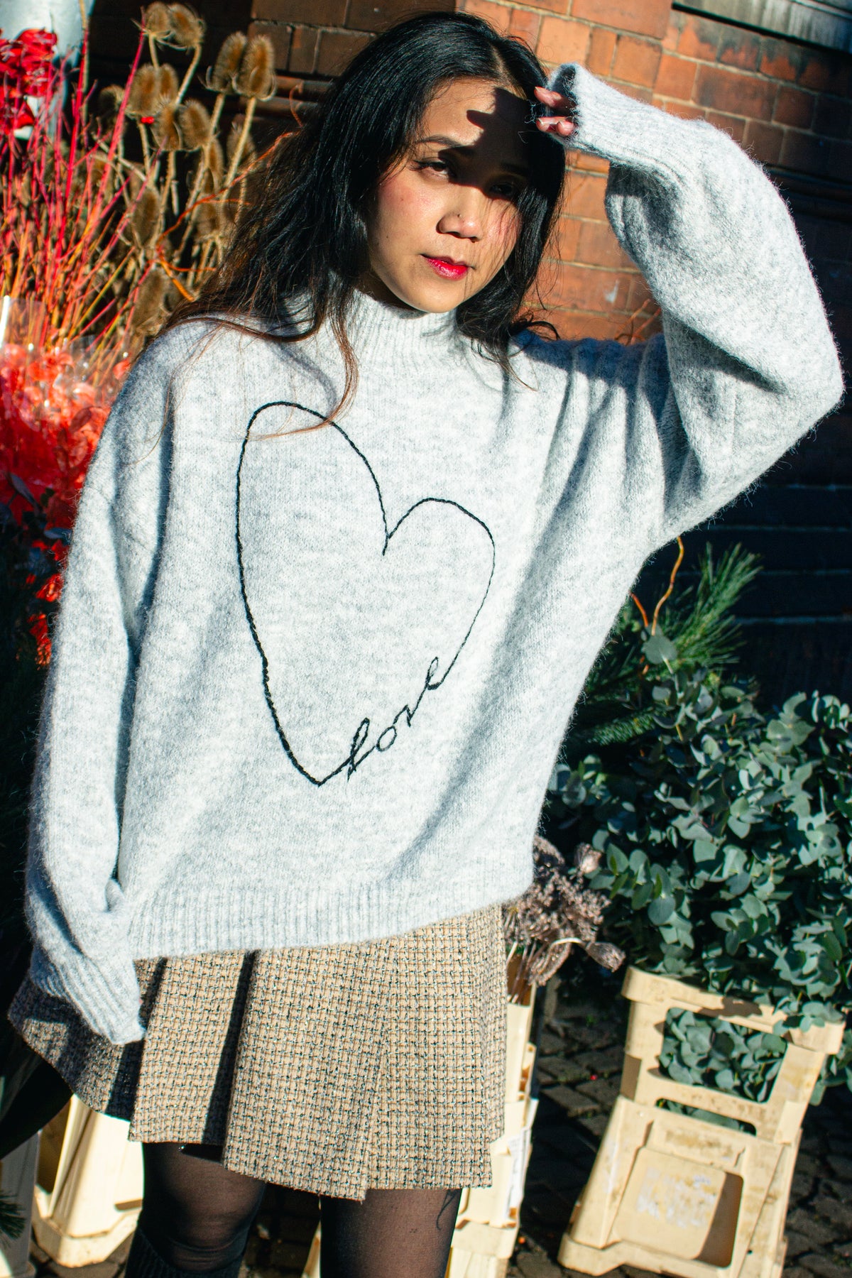 Love Heart High Neck Sweater - Sugar + Style