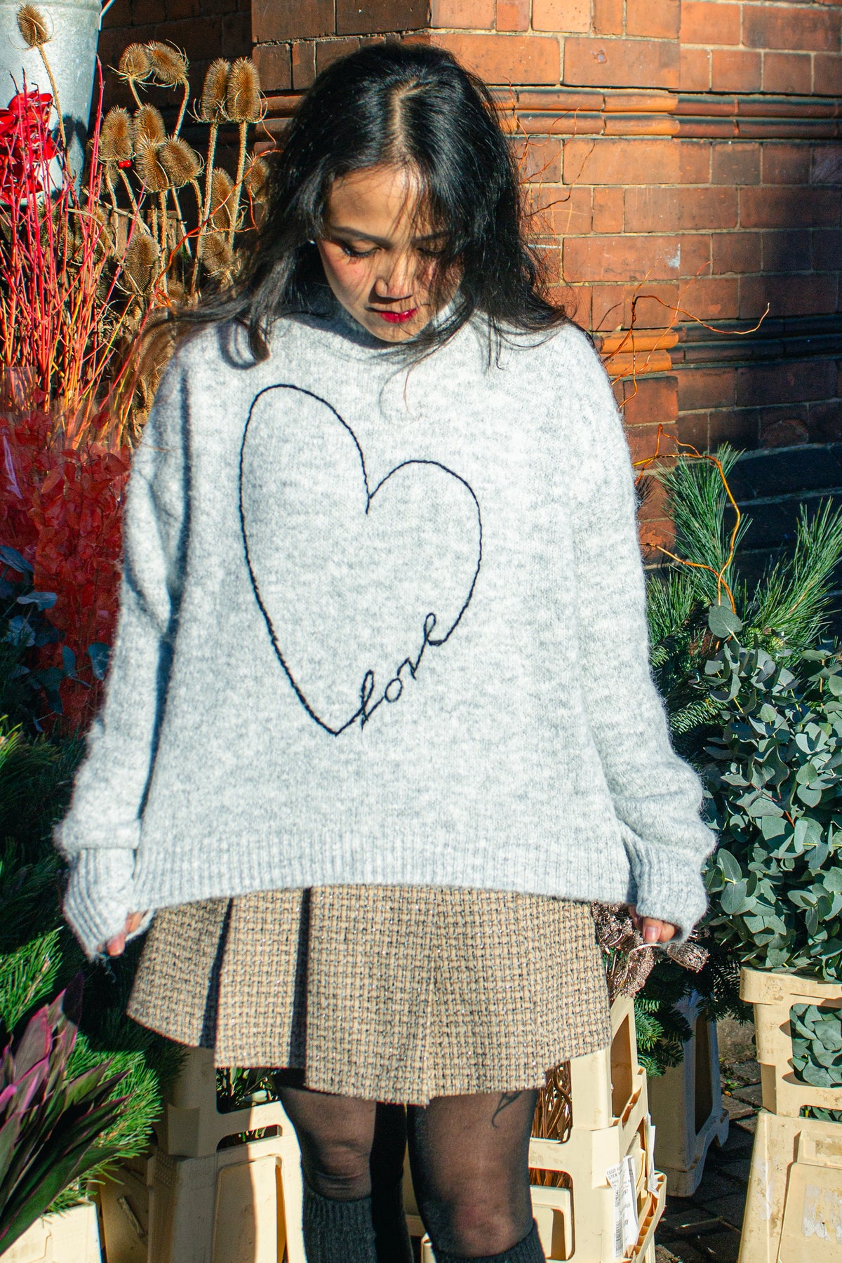 Love Heart High Neck Sweater - Sugar + Style