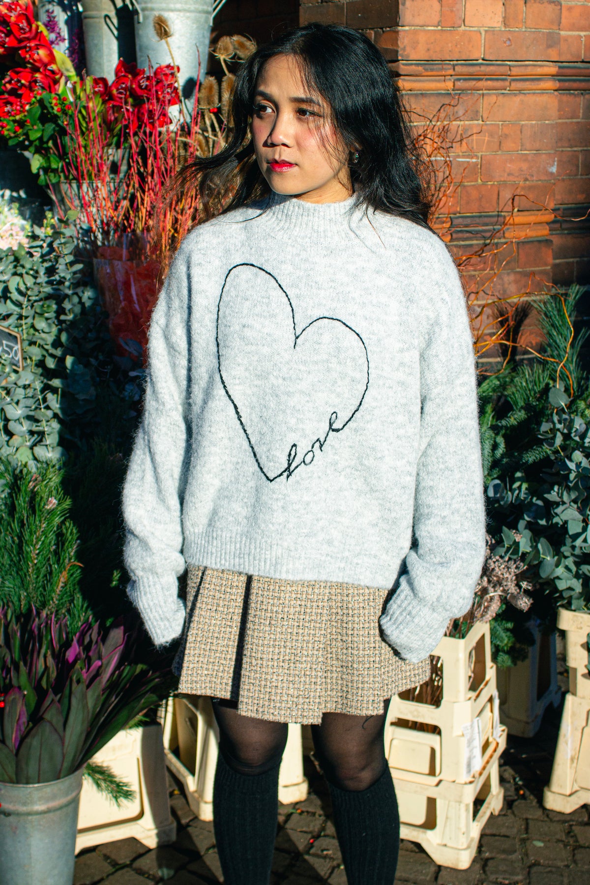 Love Heart High Neck Sweater - Sugar + Style