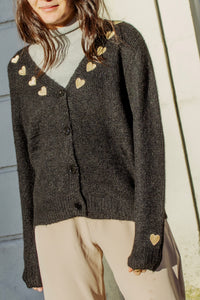 Heart Embroidered Cardigan - Sugar + Style