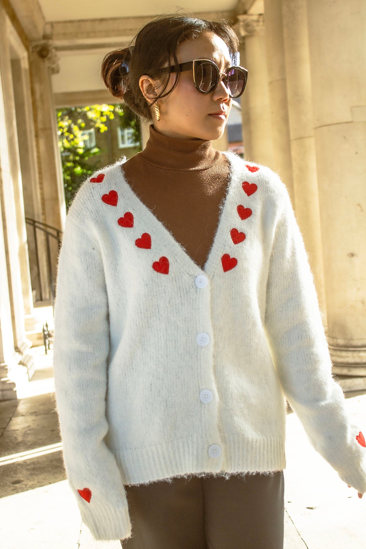 Heart Embroidered Cardigan - Sugar + Style