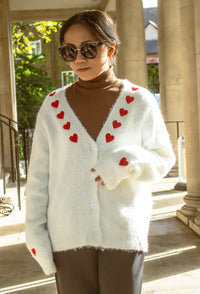 Heart Embroidered Cardigan - Sugar + Style