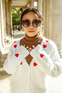 Heart Embroidered Cardigan - Sugar + Style