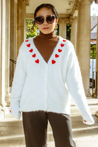 Heart Embroidered Cardigan - Sugar + Style