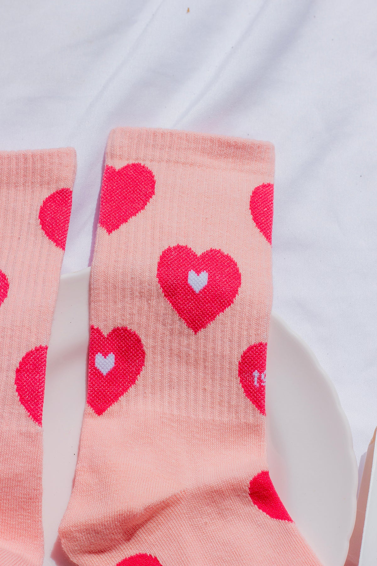 Pink Love Heart Print Socks - Sugar + Style