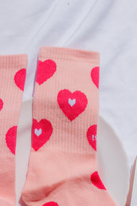 Pink Love Heart Print Socks - Sugar + Style