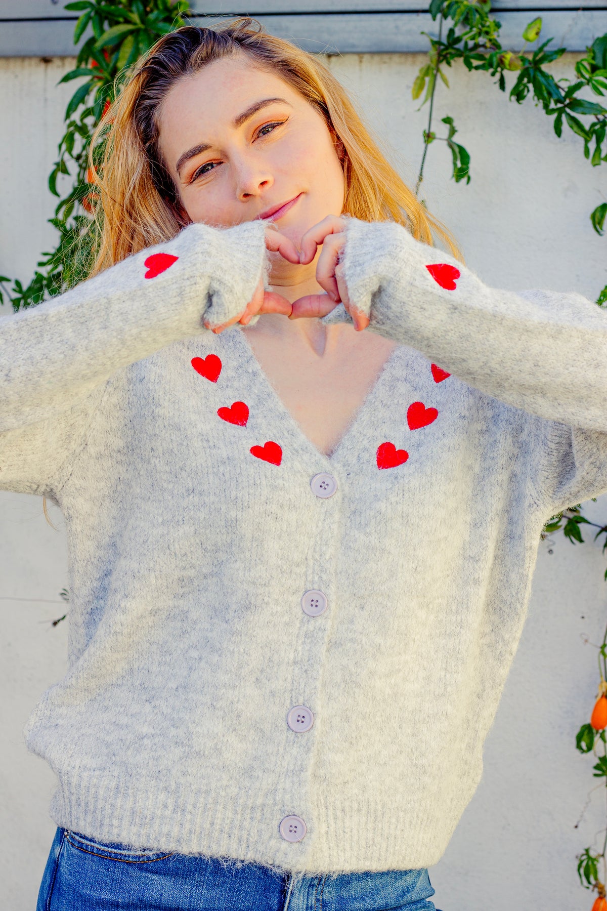 Heart Embroidered Cardigan - Sugar + Style