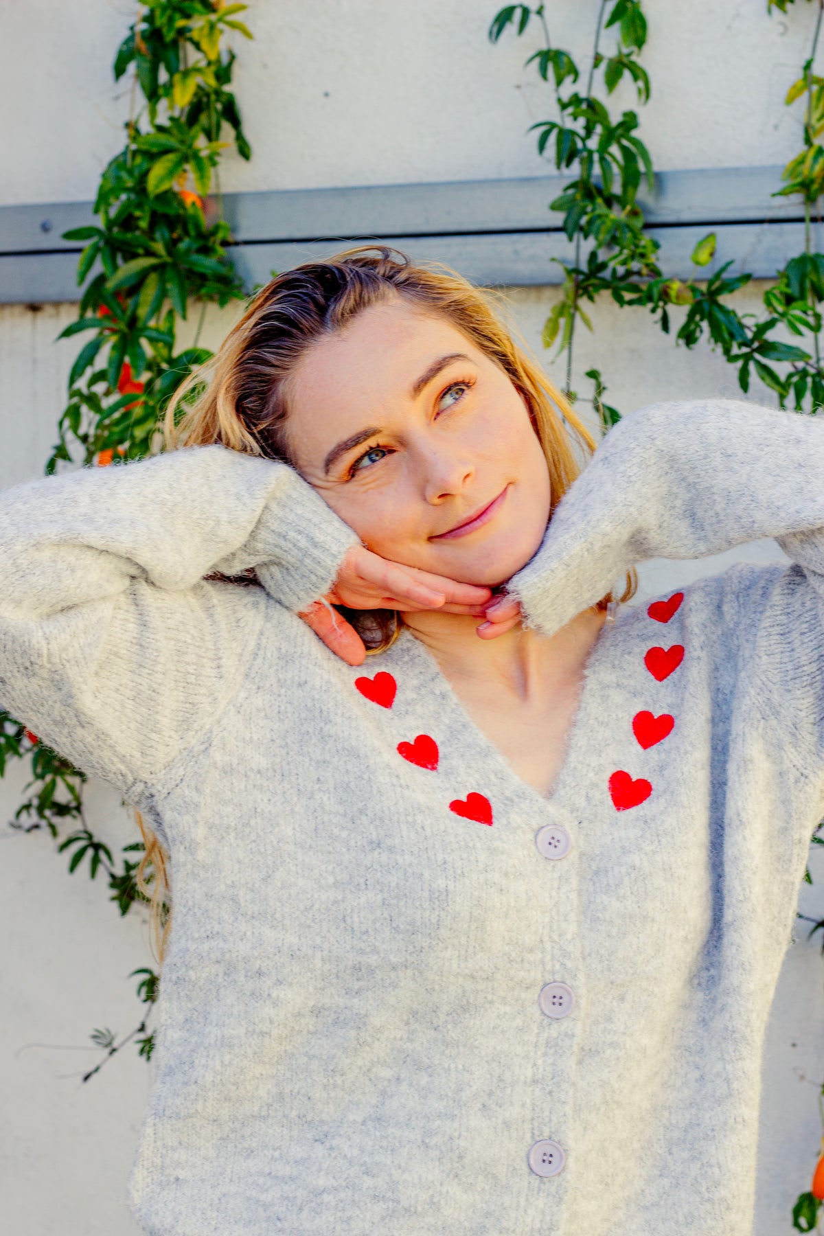 Heart Embroidered Cardigan - Sugar + Style