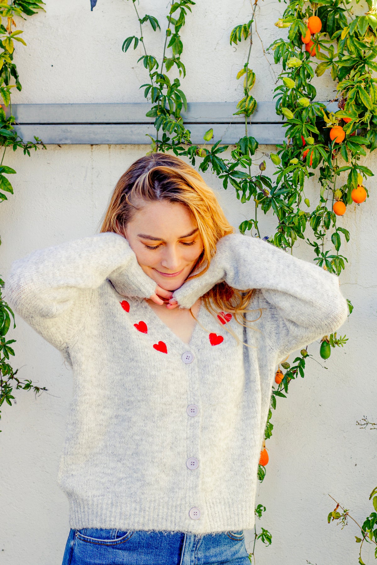 Heart Embroidered Cardigan - Sugar + Style