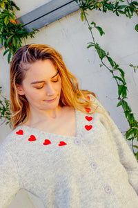 Heart Embroidered Cardigan - Sugar + Style