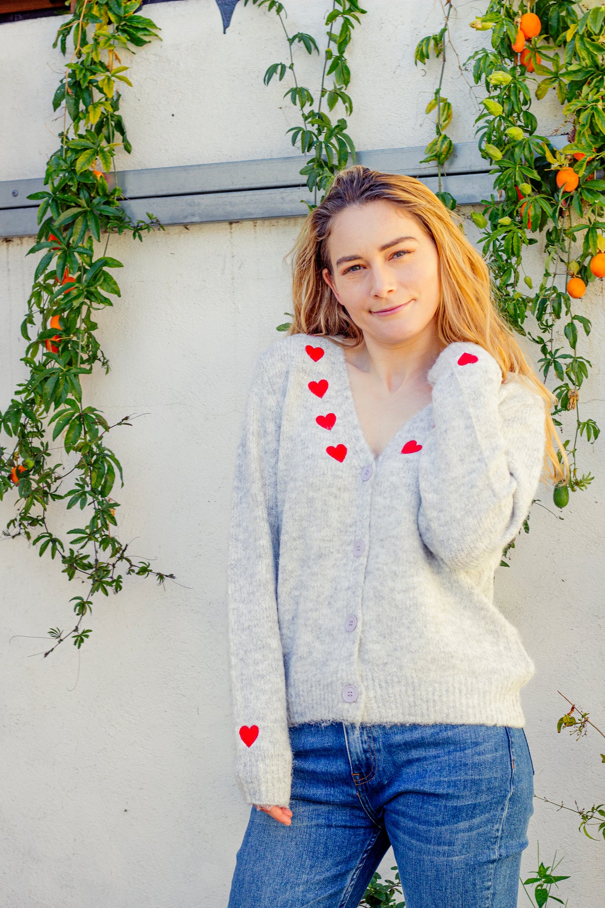 Heart Embroidered Cardigan - Sugar + Style