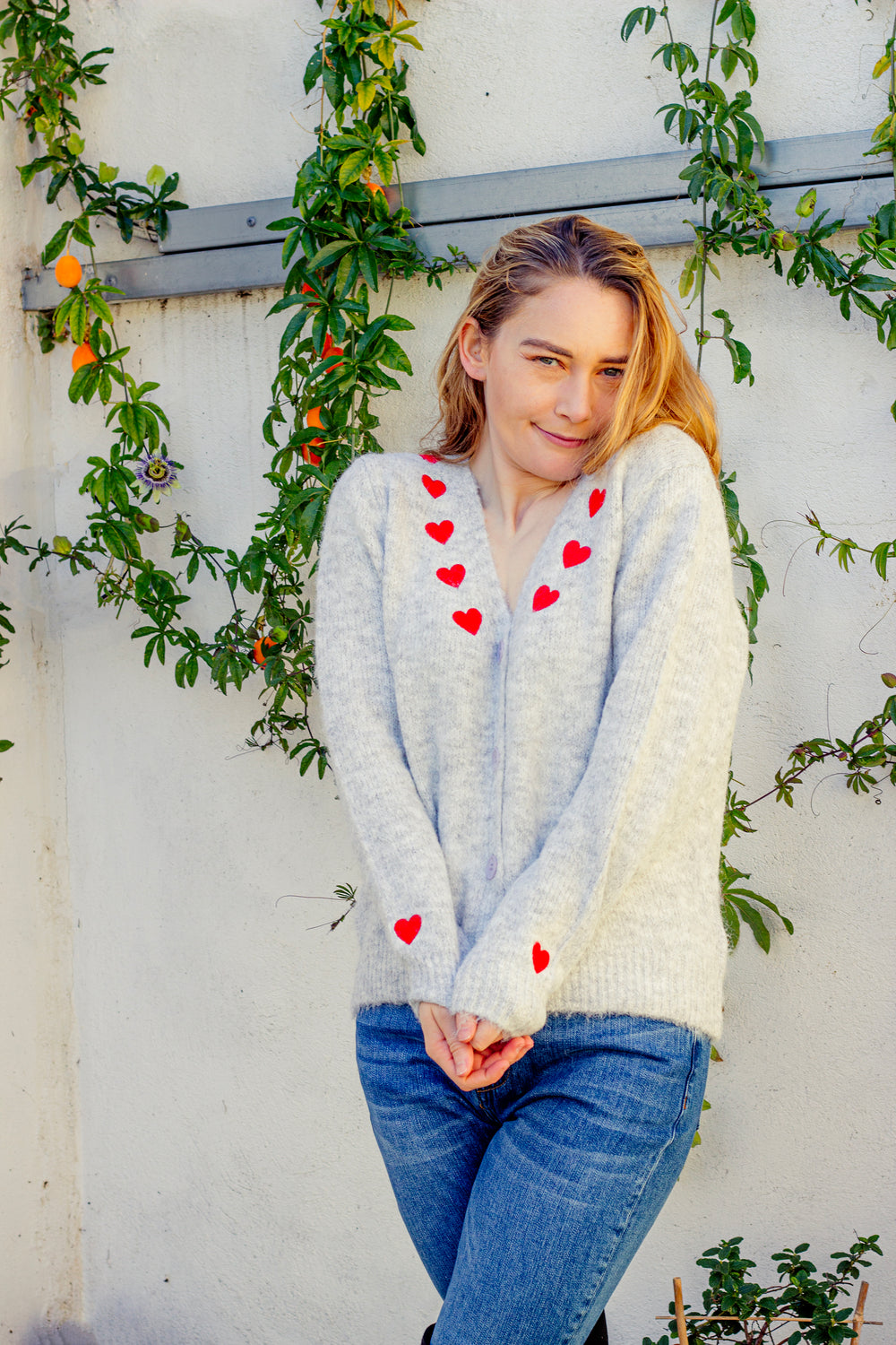 Heart Embroidered Cardigan - Sugar + Style