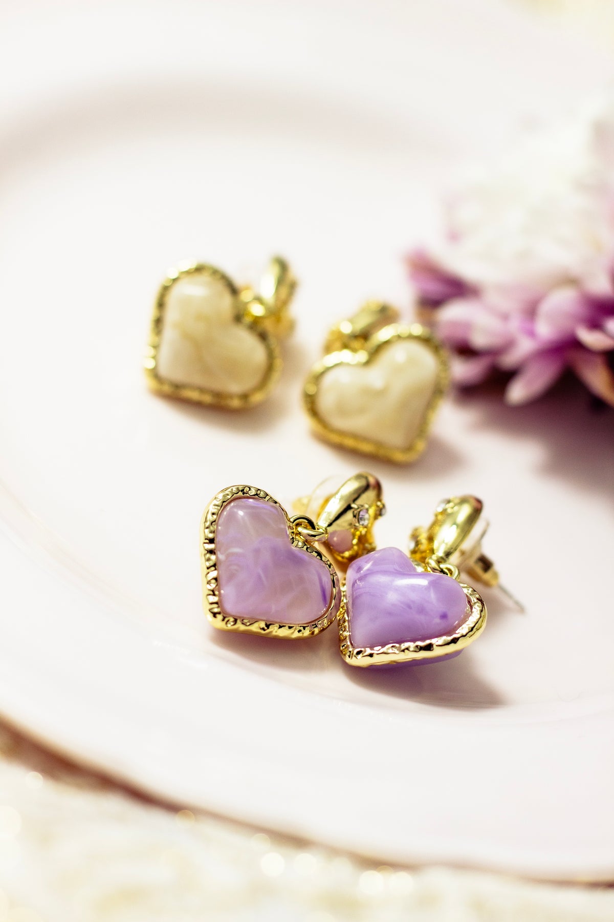 Gold Heart Pearl Dangle Earrings - Sugar + Style