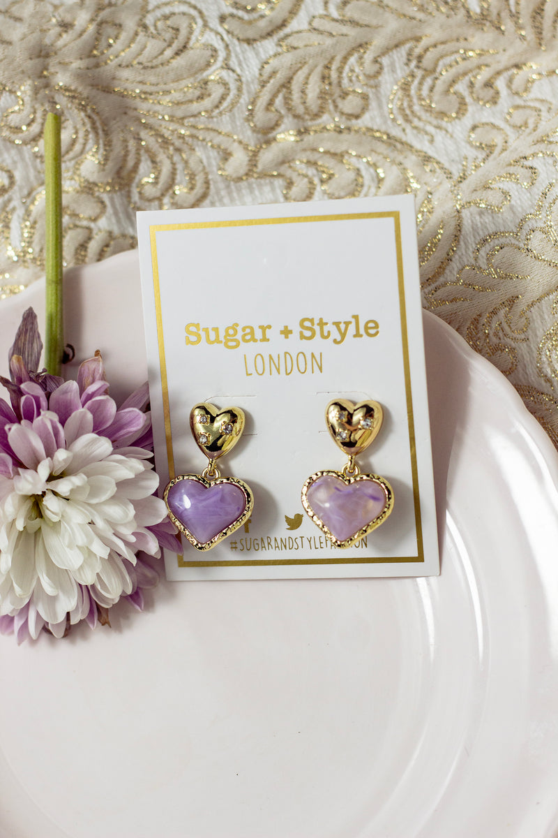 Gold Heart Pearl Dangle Earrings - Sugar + Style