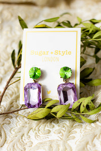 Circle Oblong Jewel Dangle Earrings - Sugar + Style