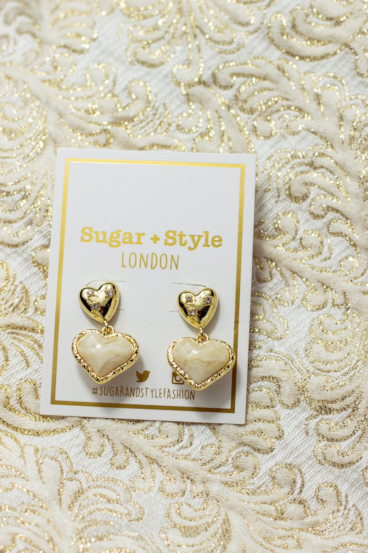 Gold Heart Pearl Dangle Earrings - Sugar + Style