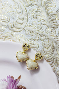 Gold Heart Pearl Dangle Earrings - Sugar + Style