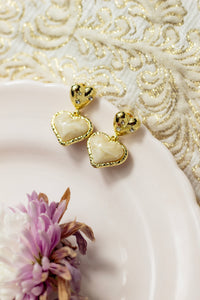 Gold Heart Pearl Dangle Earrings - Sugar + Style