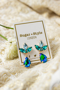 Tear Drop Gem Dangle Earrings - Sugar + Style
